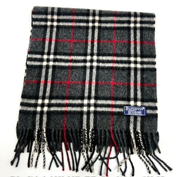 Vintage-Burberrys of London Men/Women   100% Cashmere Black Gray Paid 56"x12" (3 - Picture 9 of 10